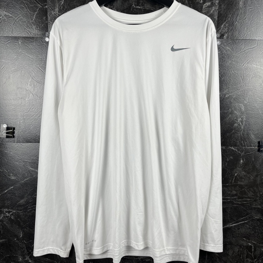 Nike Men's White Dri-Fit Running Train Shirt Fits Large -Flaws